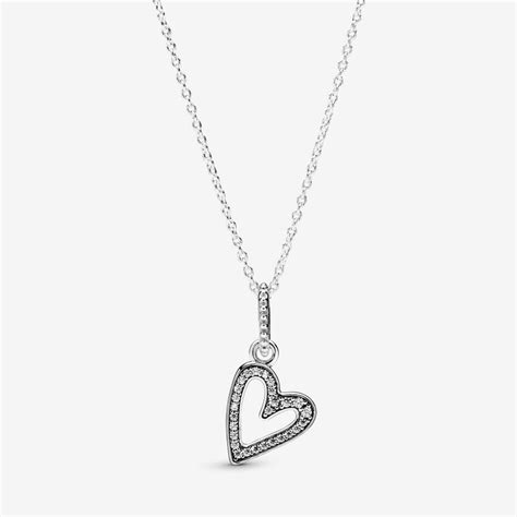 Sparkling Freehand Heart Pendant Necklace | Sterling silver | Pandora Canada