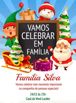 Convite Natal em família Edite grátis nosso editor online