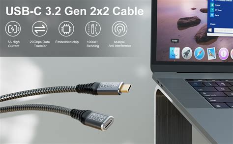 CAKOBLE USB C Verlängerung 20Gbps 100W 5A USB C Buchse auf USB Stecker