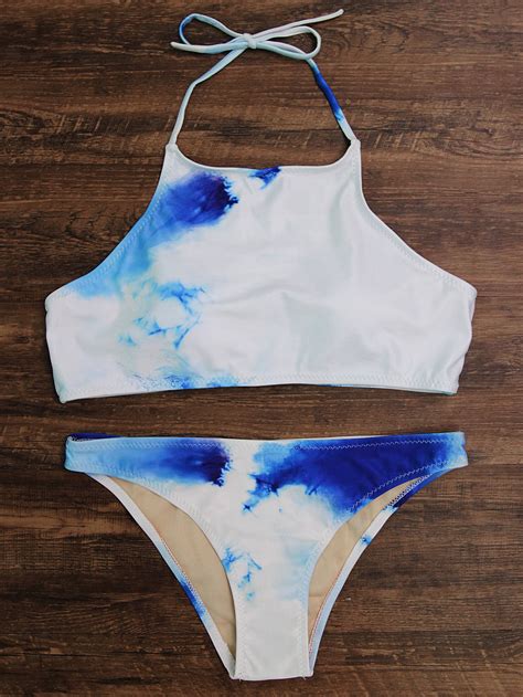 Tie Dye Halter Bikini Set Shein Sheinside