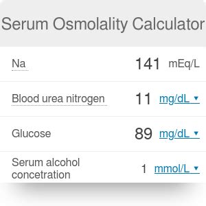 Serum Osmolality Calculator Formula Omni