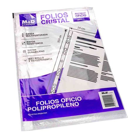 Folio Oficio Cristal Premium Myd Polipropileno X Un Sdbe