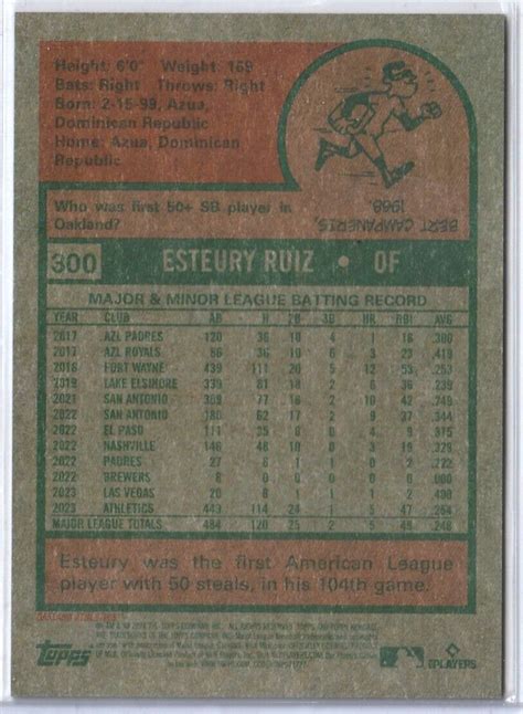 ESTEURY RUIZ 2024 TOPPS HERITAGE CHROME SP 999 300 OAKLAND ATHLETICS