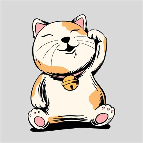 Premium Vector Japanese Lucky Cat Cartoon Sticker