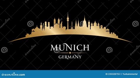 Munich Germany City Silhouette Black Background Vector Illustration