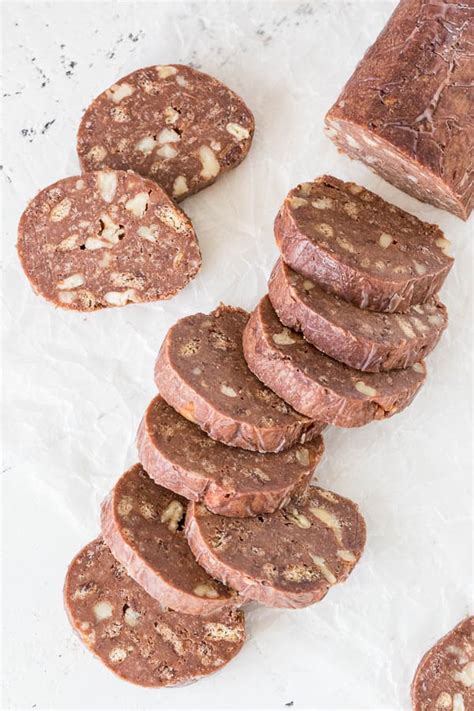 No Bake Chocolate Salami Cookies Sweet And Savory