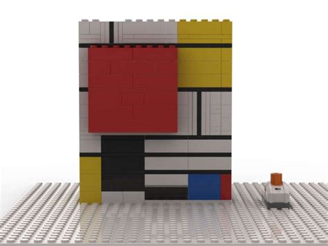 Lego Mondrian Composition With Red Yellow And Blue With Surprise