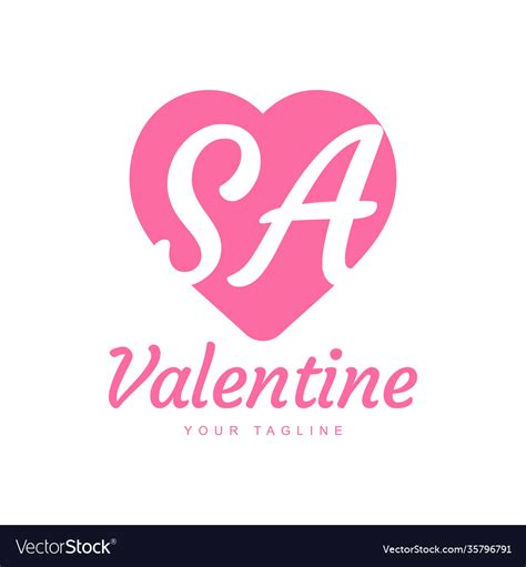 Sa letter logo design with heart icons love Vector Image