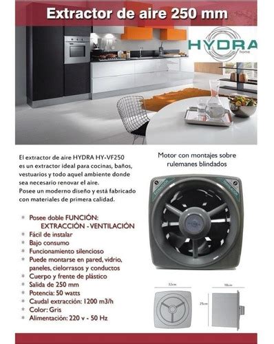 Extractor De Aire Cocina Cm P Hydra Pared Doble Funcion Servitek