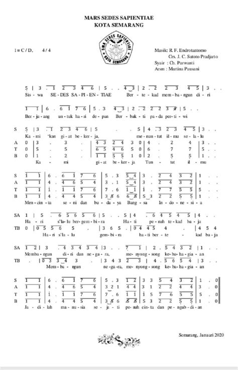 Mars Dan Hymne Sma Sedes Sapientiae Sma Sedes Sapientiae Semarang