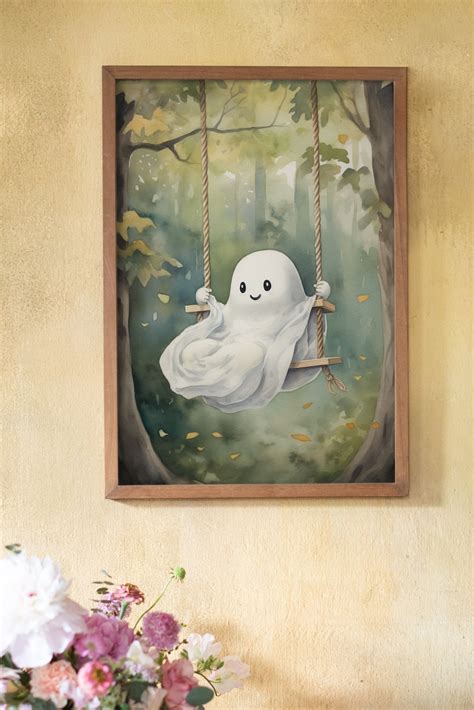 Cute Ghost Painting Watercolor Ghost Painting Cute Horror Etsy