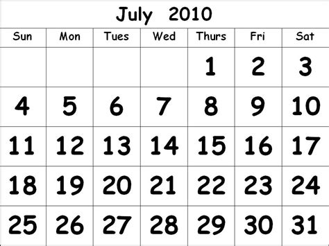 Download July 2010 Calendar Template For Word free - adoragda