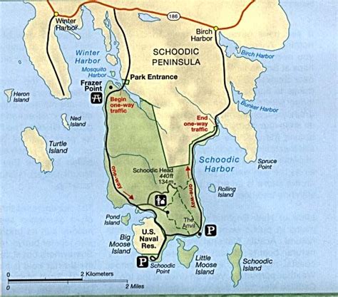 Schoodic Peninsula Winter Harbor Detailed Map Harbor Park