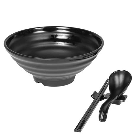 Large Soup Bowl Japanese Ramen Bowl Set Chopsticks Food Safe Black