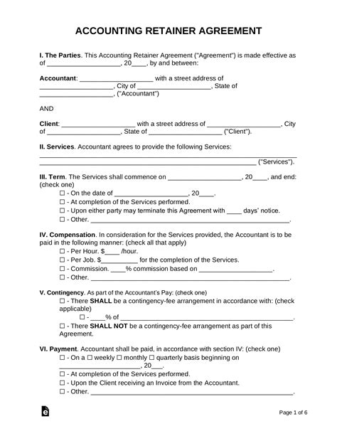 Free Retainer Agreement Template Sample Pdf Word Eforms