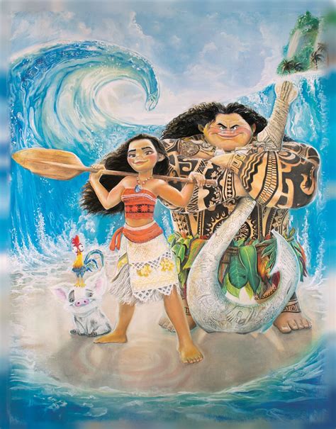 Moana Art Print Disney Movie Room Decor Auli'i Cravalho & Dwayne ...