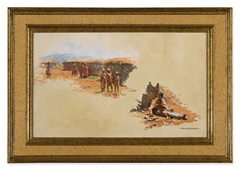 David Shepherd Masai Village Sketches 19th Century European Art