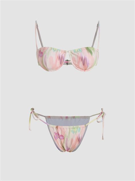 Tie Dye Tie Back Underwire Bikini Swimsuit Cider