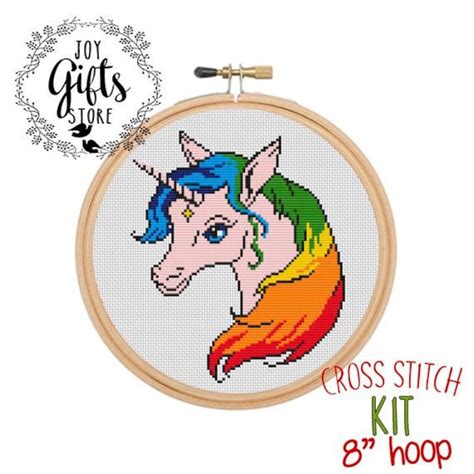 Unicorn Embroidery Kit Unicorn Cross Stitch Kit Easy Cross Etsy