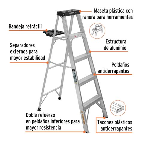 Escalera De Tijera Tipo III 6 Escalones Y Bandeja Truper