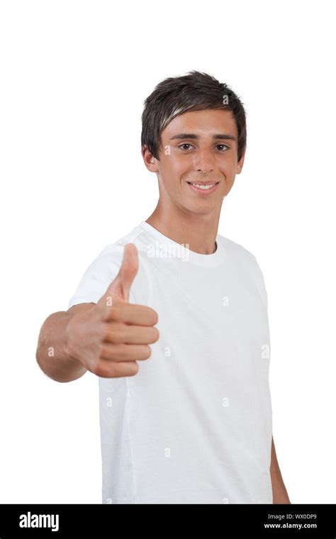 Young Swarthy Man With Brown Eyes Gives The Thumbs Up Gesture On White