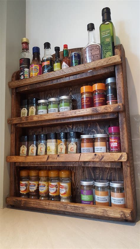 Handmade Rustic Wooden Spice Rack Wall Mountable On Request Etsy