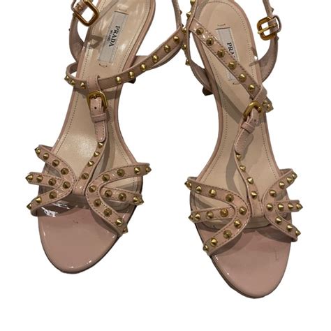 Prada Shoes Prada Patent Nude Leather Embellished Heels Poshmark
