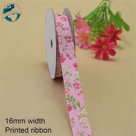 16mm Width Flower Printed Ribbons Polyester Grosgrain Ribbon Lace