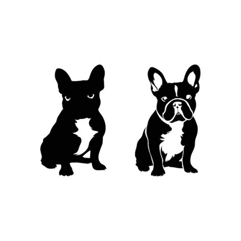 Hunde französische Bulldog Tiere Rassen Silhouette Set Vektor Vorlage