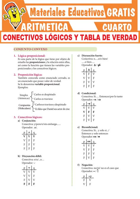 Conectivos Lógicos y Tabla de Verdad Para Cuarto Grado de Secundaria