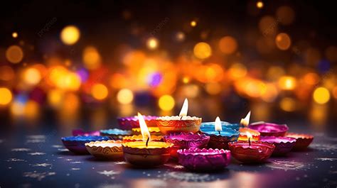 Diwali Festival Diwali Holiday Shiny Background With Diya Lamps And