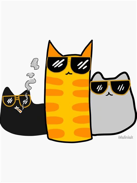 Cute Cool Cats With Sunglasses Sticker For Sale By Maliniak Redbubble