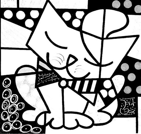 Telas Do Romero Britto Para Colorir Pop Art Comic Britto Art Cat