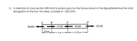 Solved 1 A Steel Bar Of Cross Section 500 Mm2 Is Acted Chegg