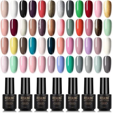 Couleurs Vernis Gels Semi Permanent ROSALIND Vernis à Ongles Gel Lot Nude Cdiscount Au