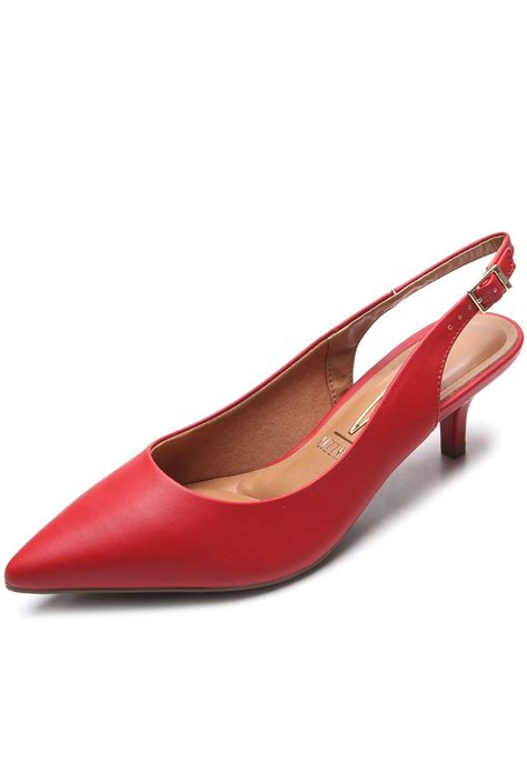 Scarpin Slingback Vizzano Liso Vermelho Scarpin Vizzano Calcanhar