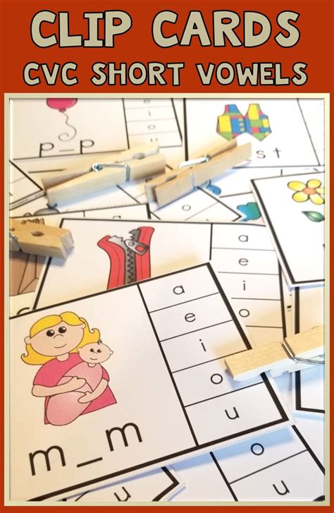 Short Vowel Cvc Words Clip Cards Cvc Words Clip Cards Vowel