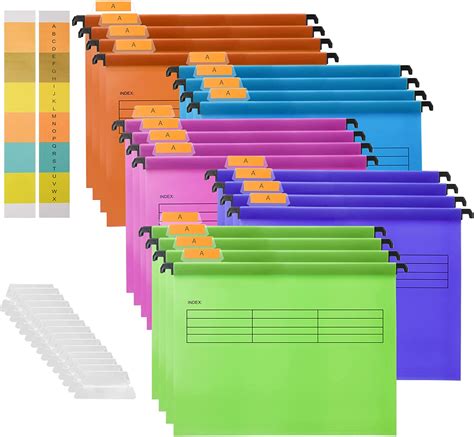 Hiziwimi 20PC Plastic Hanging File Folders PVC A4 Suspension Files With