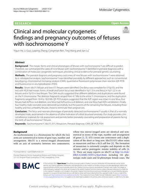 Pdf Clinical And Molecular Cytogenetic Findings And Pregnancy