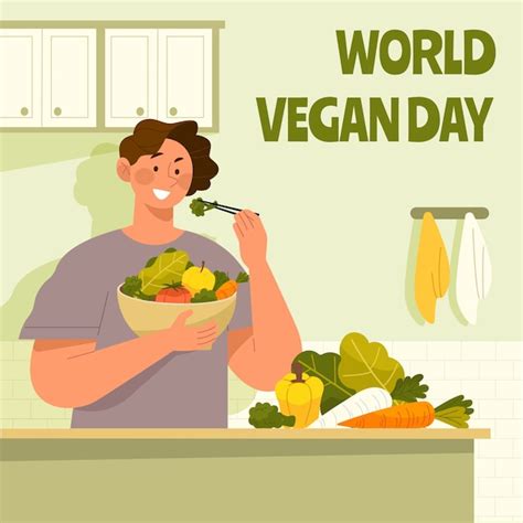 Free Vector Flat Illustration For World Vegan Day Celebration