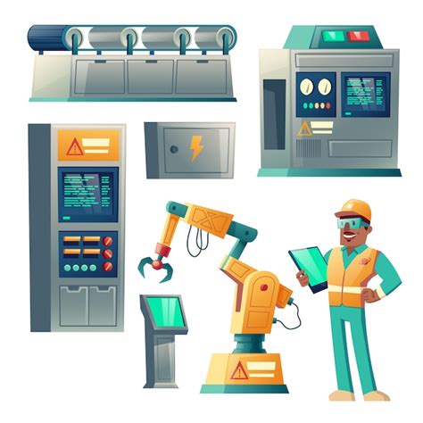 Free Vector | Industrial equipment, machines cartoon set isolated on ...