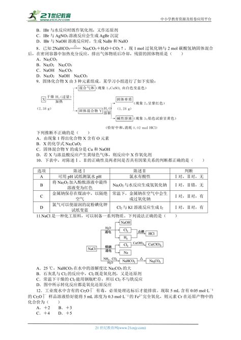 2023 2024学年人教版高一化学必修一 期末质量检测卷 （含解析） 21世纪教育网