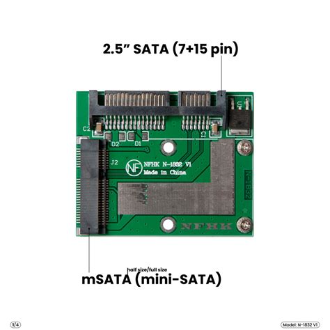 Адаптер-переходник SSD mSATA (mini-SATA) > 2.5" SATA, зеленый, N-1832 ...