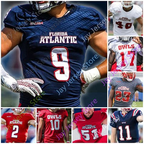 2021 2020 Custom Florida Atlantic Owls FAU Football Jersey NCAA College