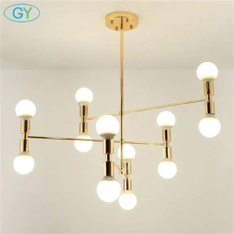 Nordic Postmodern Minimalist Gold Chandelier Lamp Living Room Dining