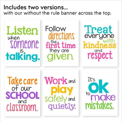 Classroom Rules Poster Set Kinder Craze