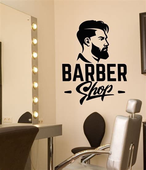 Vinyl Wall Decal Barbershop Logo Signboard Men S Haircut Stickers