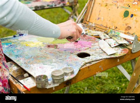 La Mano Del Artista Femenina Mezcla De Aceites Y Colores Acr Licos La