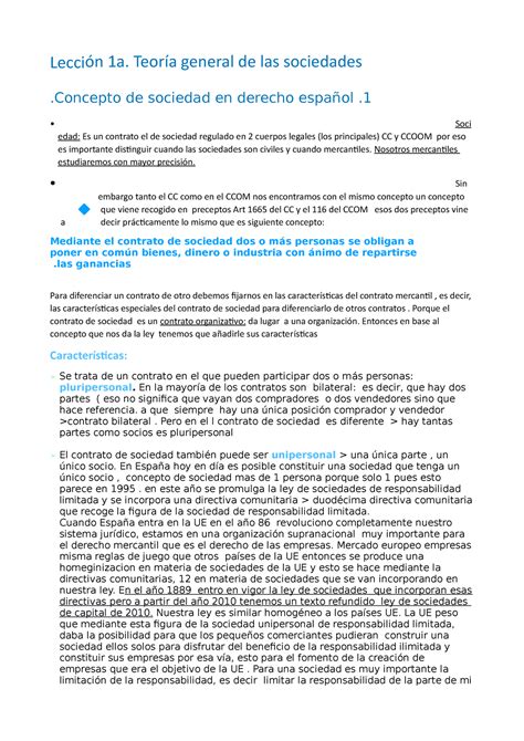 Tema 1 mercantil Lección 1a Teoría general de las sociedades