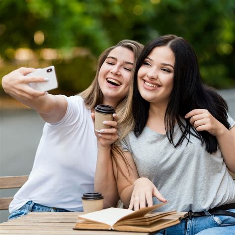 Free Photo Best Friends Taking A Selfie Outdoors